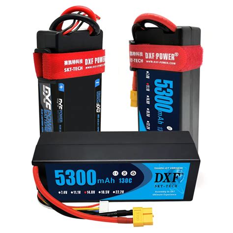 DXF 2PCS แบตเตอร2S 3S 4S Lipo 7 4V 11 1V 14 8V 5300Mah 130C hardcase