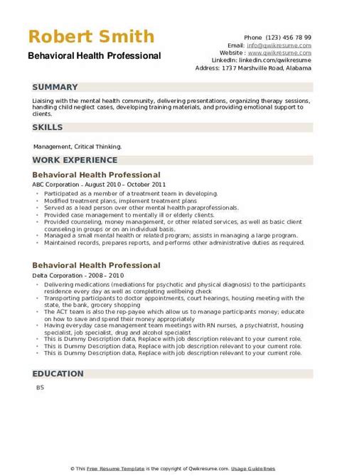 10 Behavioral Health Professional Resume Samples And Templates For 2025