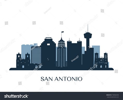 San Antonio Skyline Monochrome Silhouette Vector Stock Vector (Royalty ...