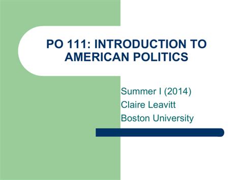 INTRODUCTION TO AMERICAN POLITICS