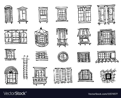 Set of various window shapes Royalty Free Vector Image