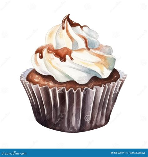 Watercolor Chocolate Cupcake Stock Image Image Of Aquarelle Sweet