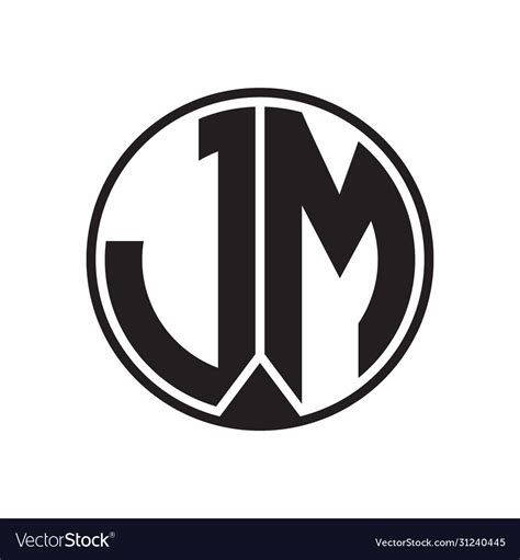 Jm Logo Monogram Circle With Piece Ribbon Style Vector Image