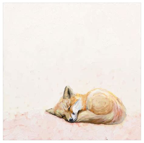 Curled Up Fox Canvas Wall Art By Cathy Walters Rustic Prints And Posters By Greenbox Art