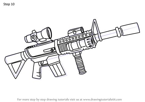 Step By Step How To Draw Thermal Scoped Assault Rifle From Fortnite