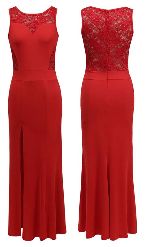 New Women Long Lace Evening Gown Bridesmaid Dresses Prom Bodycon Party