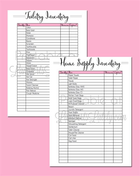 Household Restocking List Printable Editable Instant Download Digital