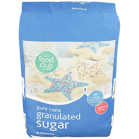 Food Club Pure Cane Granulated Sugar 25 Lb Bag Sugars Sweeteners