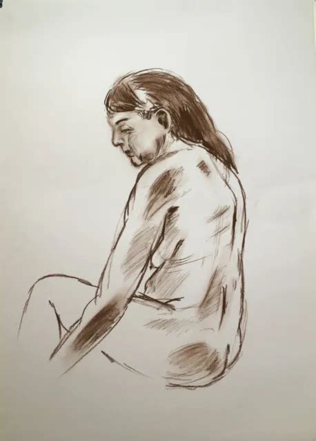 Life Drawing Sketch By Simon Farnell Nude Figure In Conte Crayon On