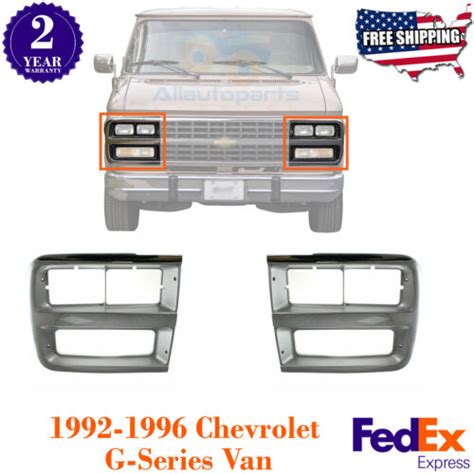 Headlight Bezel Trims Chrome For 1992 1996 Chevrolet G10 G20 G30 P30 Ebay