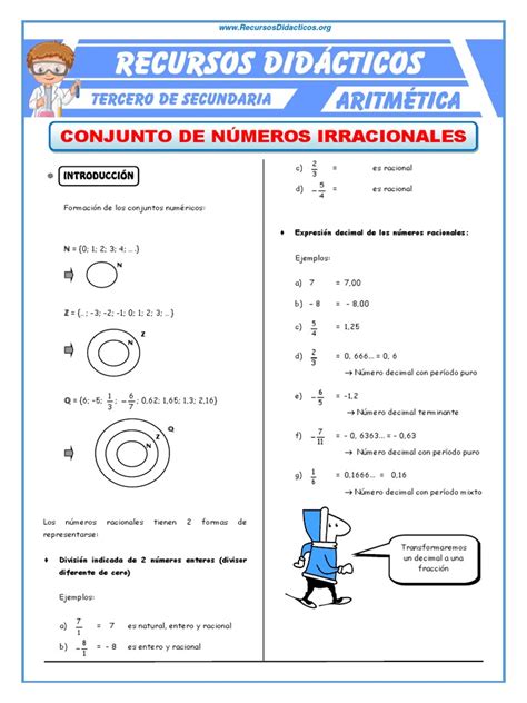 Los Números Irracionales Para Tercero De Secundaria Pdf Número