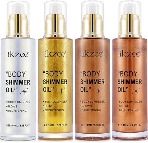 Amazon 4 Pack Body Shimmer Oil Body Glitter Moisturizing Light