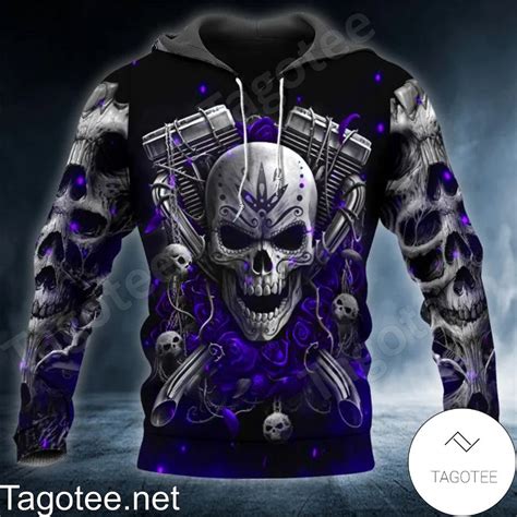 Skull Purple Rose Hoodie Tagotee