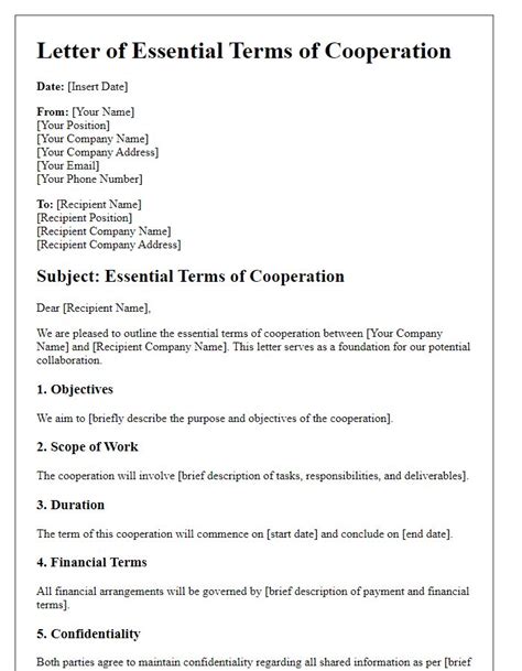 Letter Template For Outlining Terms Of Agreement - Free Samples in PDF ...