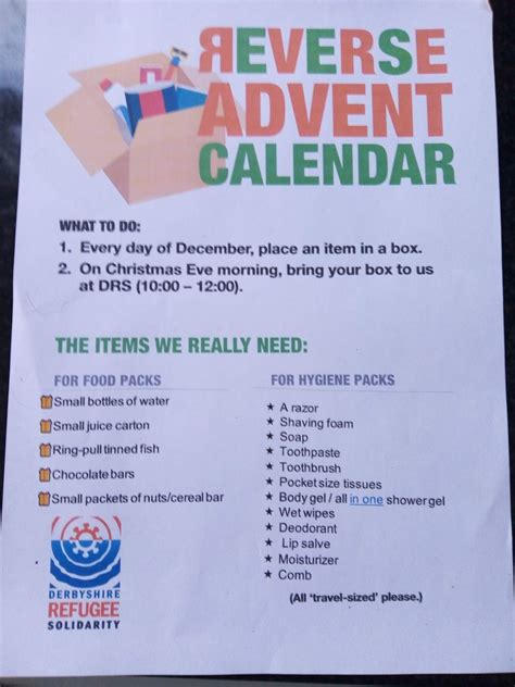 Return Of The Reverse Advent Calendars — Derbyshire Refugee Solidarity