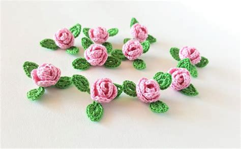 Crochet Pink Roses Crochet Rose Flower Mini Pink Rose Pink Etsy