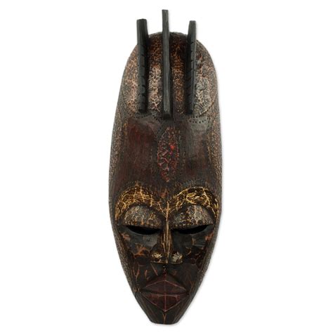 Artisan Crafted African Wood Wall Mask From Ghana Biombo Novica