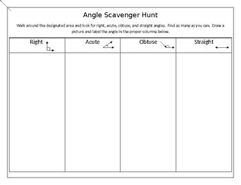 Angle Scavenger Hunt By Kathy Drake Teachers Pay Teachers