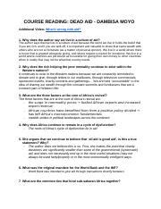 Kate Gray Ri3 Dead Aid Questions Docx COURSE READING DEAD AID