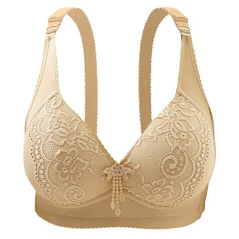 Elainilye Fashion Bras For Older Women Gathered Bra Casual Wirefree Bra Comfortable Minimizer