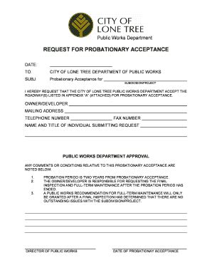 Fillable Online Roadway Acceptance Form Fax Email Print PdfFiller