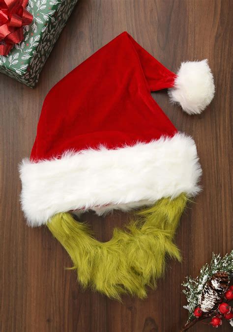 Grinch Costume Hat With Fur Beard