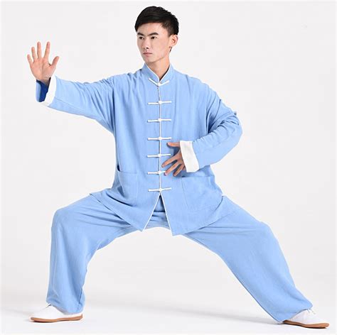 Handmade Traditional Wudang Tai Chi Uniform With White Trim And Wide