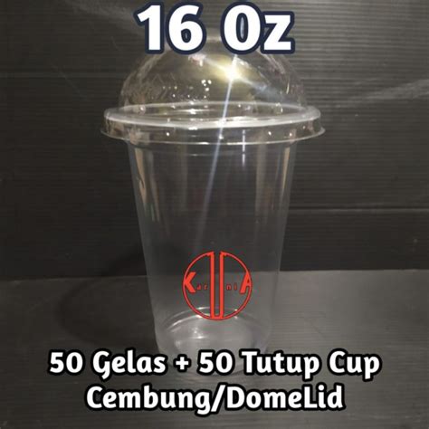 Jual Pcs Gelas Cup Plastik Oz Pcs Tutup Cembung Dome