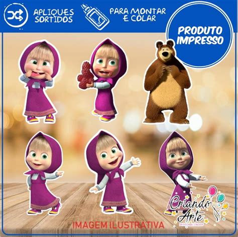 100 50 30 Apliques Tag Masha E O Urso Elo7