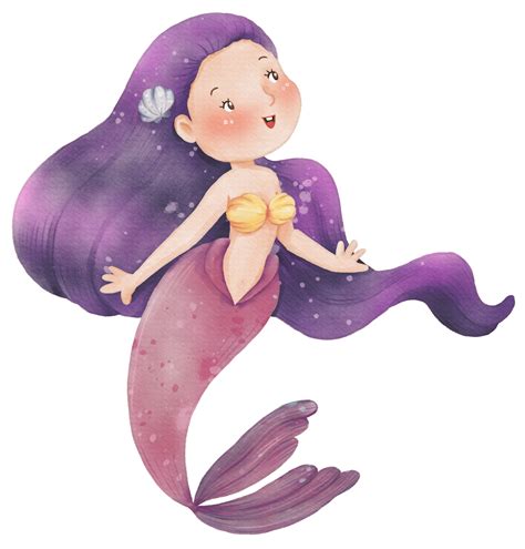 Watercolor Cute Mermaid Clipart Png Png