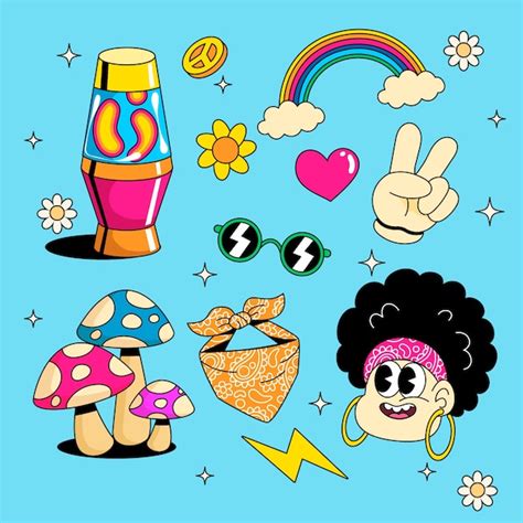 Premium Vector Hand Drawn Groovy S Sticker Set