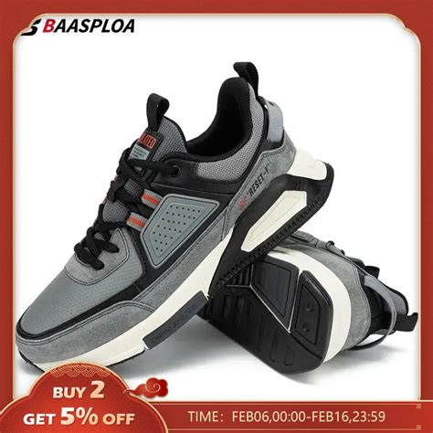 Baasploa Men Casual Waterproof Running Shoes Fashion Leather Tenis