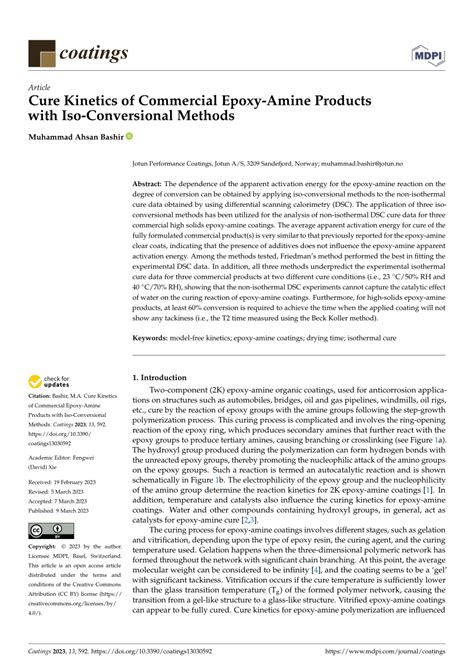 Pdf Cure Kinetics Of Commercial Epoxy Amine Products With Iso