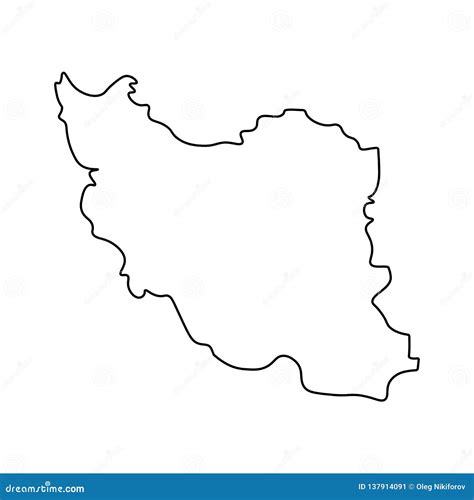 Iran Outline Map Country Shape State Symbol National Borders Vector