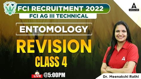 Fci Recruitment 2022 Entomology Revision Class 1 By Dr Meenakshi