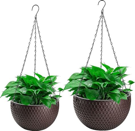 Foraineam Set Of 2 Dual Pots Design Self Watering Hanging Planters