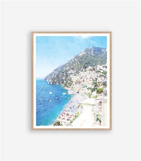 Amalfi Coast Positano Italy Watercolor Print Digital Download Printable ...