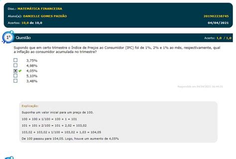 SIMULADO MATEMÁTICA FINANCEIRA ESTÁCIO EAD 2021 GABARITO