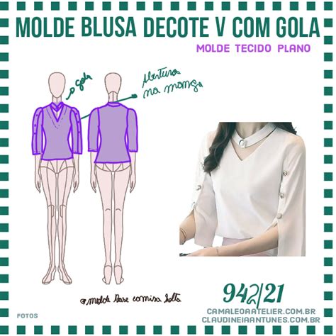 Molde Blusa Decote V E Gola Camaleoa Atelier De Costura