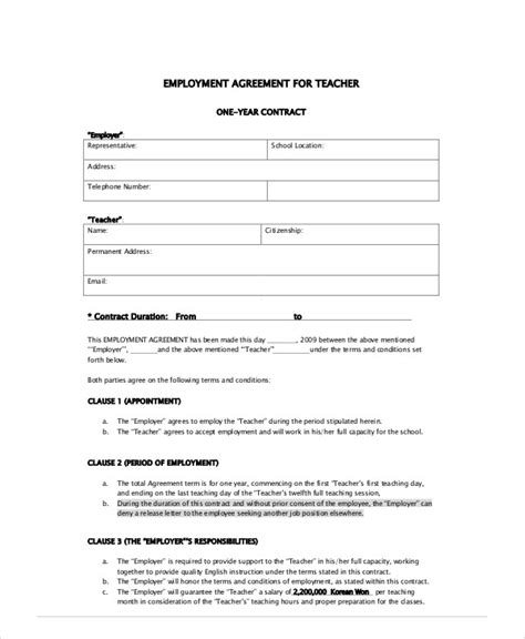 Free 17 Teacher Agreement Contract Samples And Templates In Word Pdf