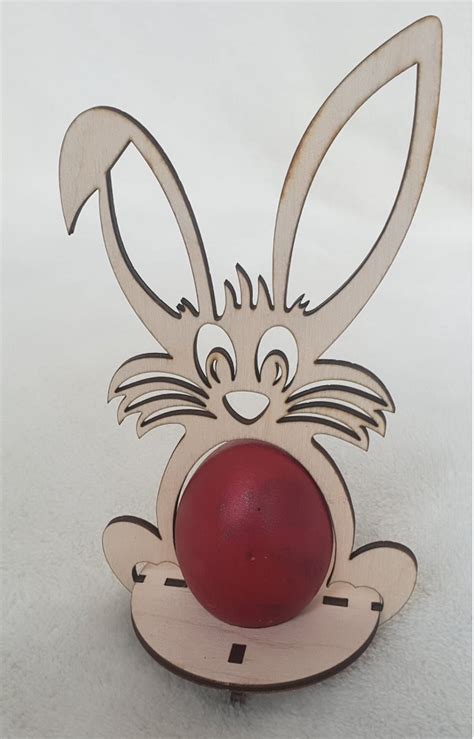 Laser Cut Plywood Bunny Easter Holder Egg Stand DXF And PDF Vector File