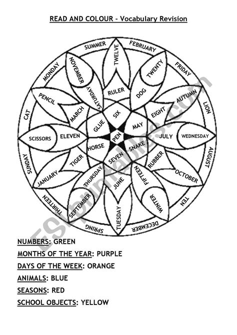 Colours Mandala Esl Worksheet By Cyntiaf