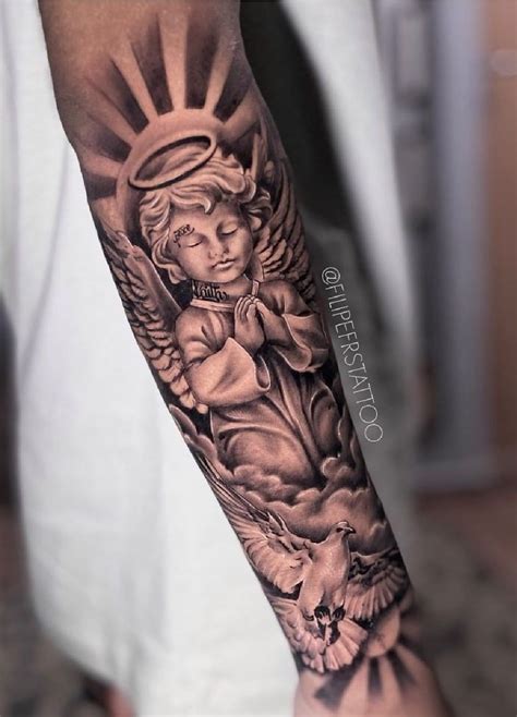 Tatuagem De Anjo Orando No Antebraco Angel Tattoo Men Tattoos For