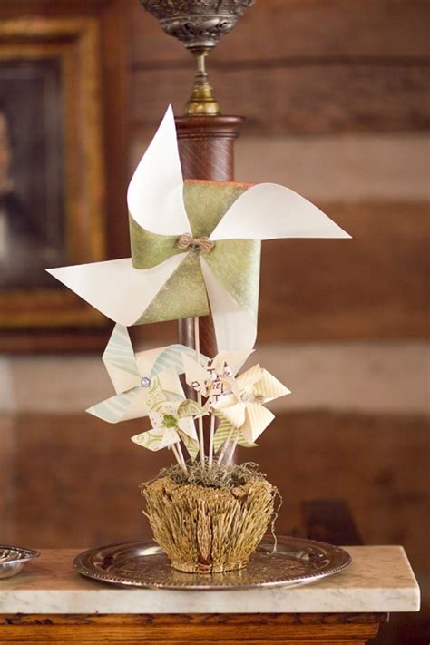 Diy Pinwheel Centerpiece Could Add Some Flowers To The Table Somehow