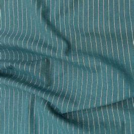 English Green Cotton Gold Zari Stripes Printed Fabric Saroj Fabrics