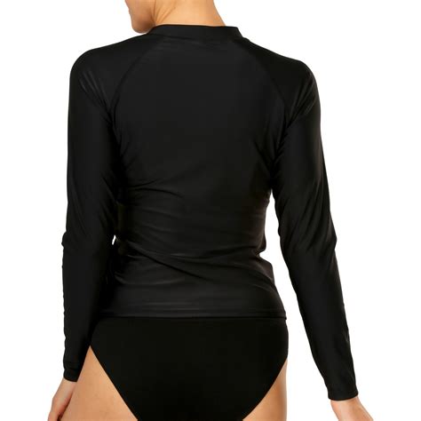 Wave Zone Womens Long Sleeved Swim Core Rashie Black Big W