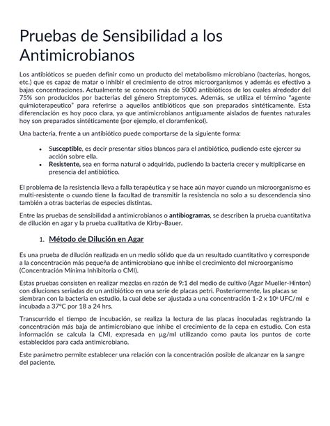 Lab A D O N8 Pruebas De Sensibilidad A Los Antimicrobianos Pruebas