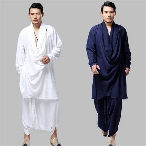 Chinese Mens Cotton Linen Tai Chi Clothing Set Pieces Solid Color