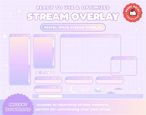 Twitch Overlay Customizable Pastel Space Stream Overlay Set Etsy Uk