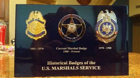 Historical Badges Of The Us Marshal Service 3 Badge Set In Lucite